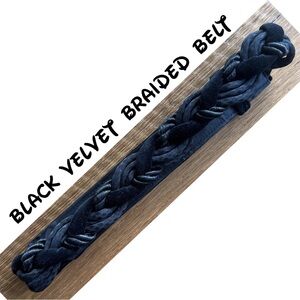 Black Velvet Braided Adjustable Belt by Ginnie Johansen Small Medium Vintage